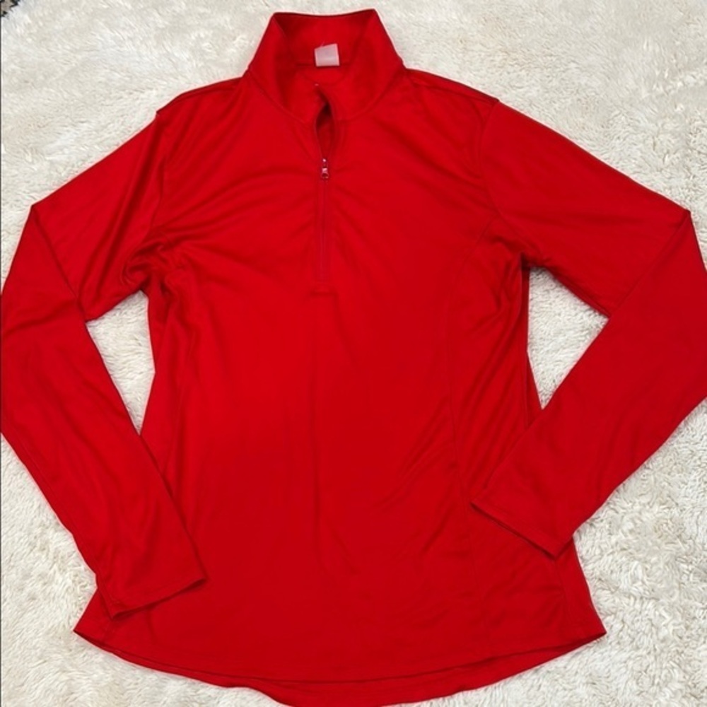 Red Long Sleeve Quarter-Zip Top